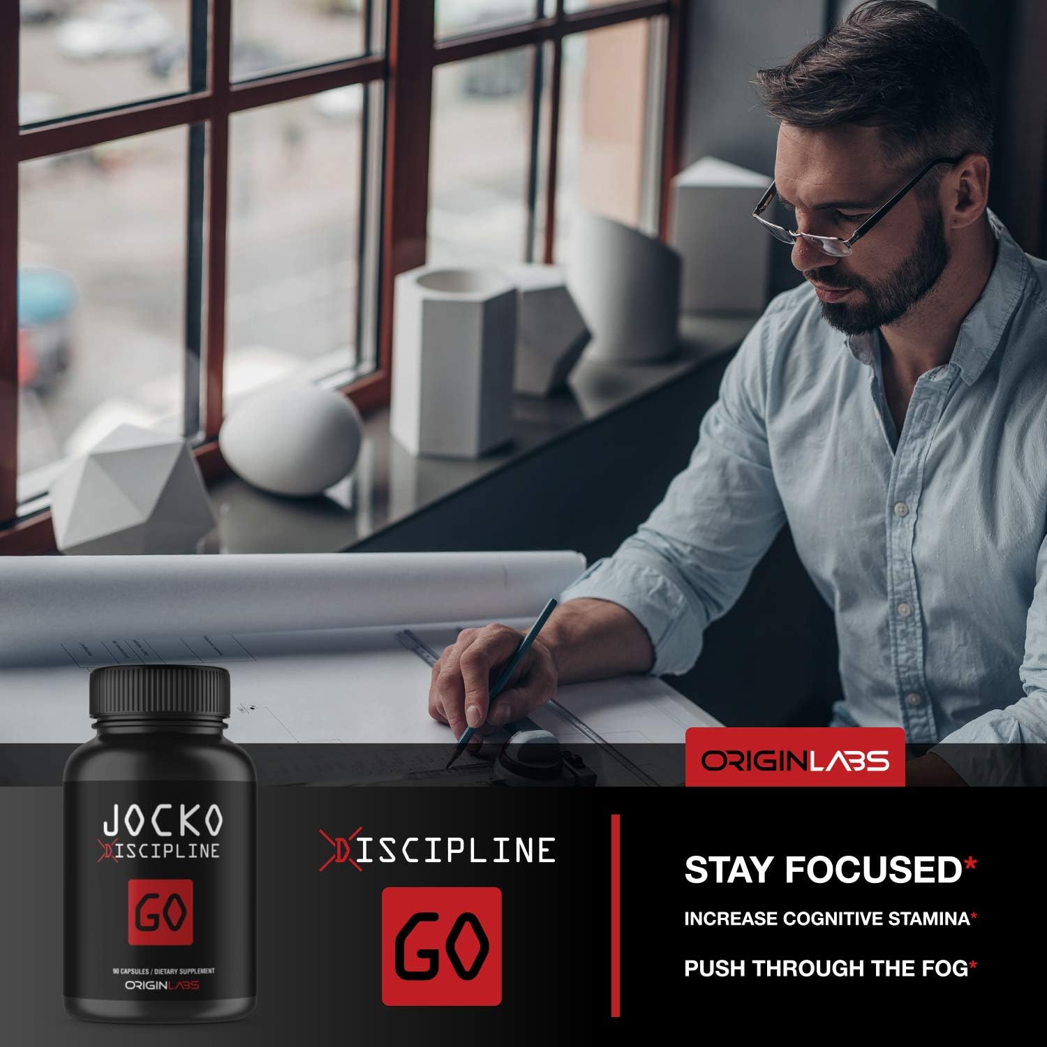 Jocko Discipline GO Concentrated Nootropic Brain Support - Preworkout Energy & Focus Booster - 30 Day Boost: Health & Personal Care