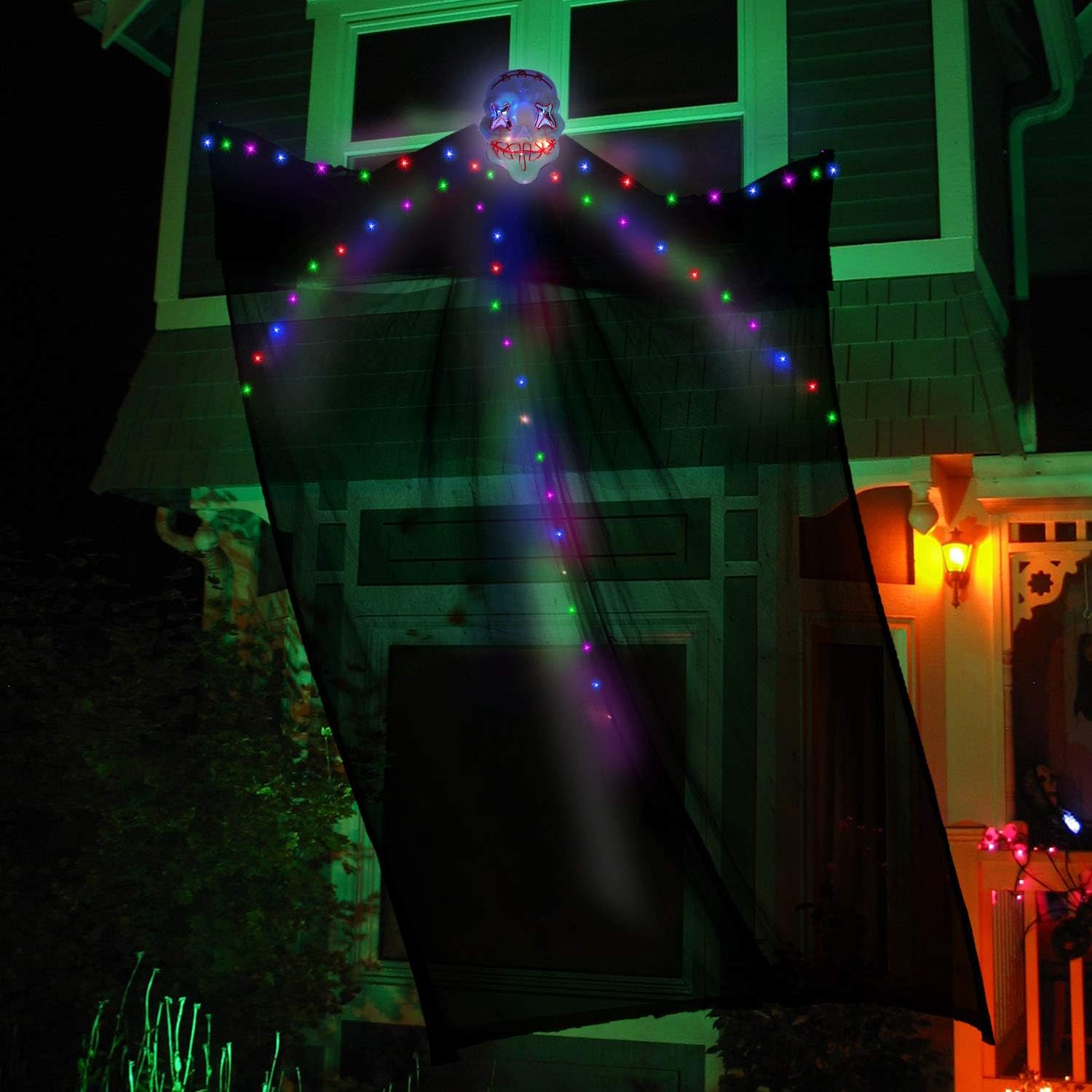 TURNMEON Halloween Decorations Outdoor 10 Ft Hanging Lighted Glowing Ghost Tree Decorations, 80 LEDs Scary Ghosts Spooky Props Indoor Outdoor Patio, Garden, Gate, Yard, Halloween Decorations: Toys & Games