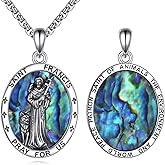 AXOMY St Francis Of Assisi Necklace S925 Sterling Silver St Francis Medal Patron Saint Of Animals Necklace Religious Amulets Jewelry Gifts for Men Women