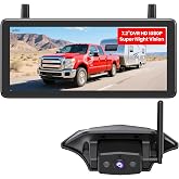 AUTO-VOX RV Backup Camera Wireless Plug and Play: Compatible with Pre-Wired RV, IR Night Vision, HD 1080P 7.2'' DVR 3-Channel