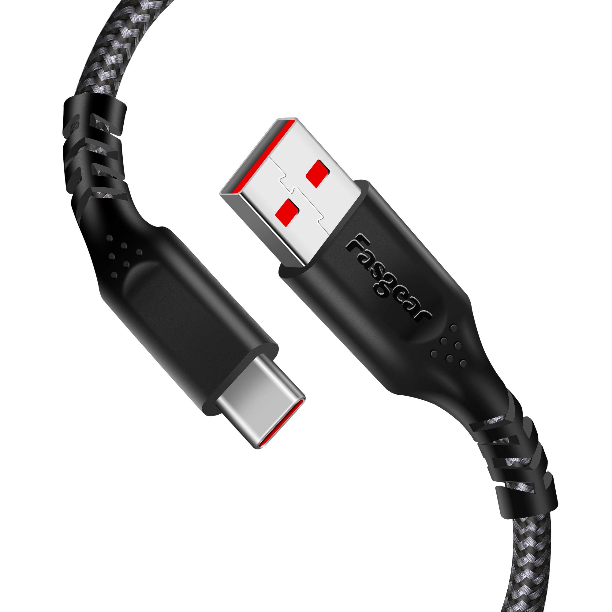 Fasgear Warp Charge 30W Cable for Oneplus 8 Pro 8 7 Pro 7T, 1 Pack 6ft/1.8m Dash Charging USB C Cable Fast Charge Nylon Braided Data Sync USB Type C Cable for Oneplus 7 6T 6 5T 5 3T (6ft, Black)