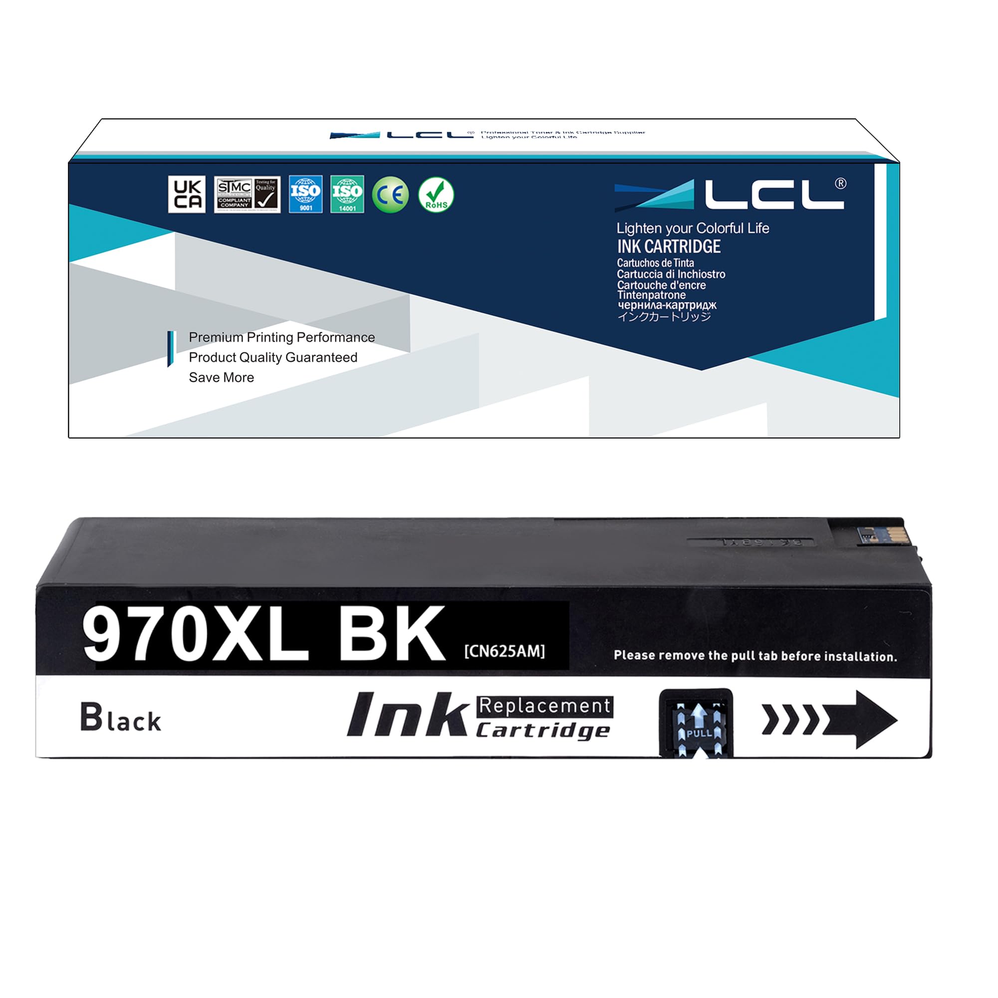 LCL 970XL High Yield Black Ink Cartridge Replacement for HP 970 970XL CN621AE CN625AE Replacement for HP Officejet Pro X451DN X451DW X476DN X476DW X551DW X576DW X576dn MFP (1-Pack)
