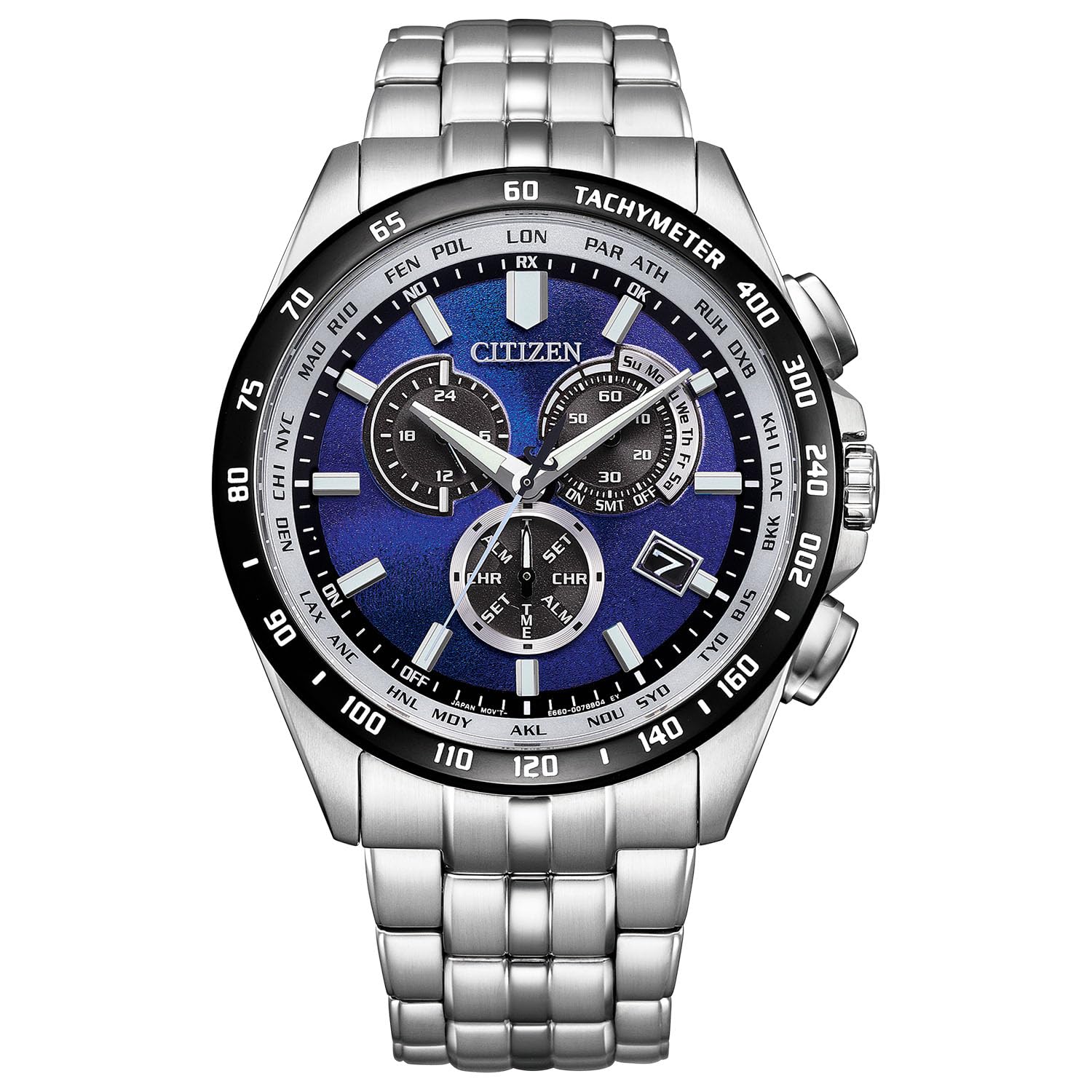 CITIZEN CB5874-81L Men's Watch, Photovoltaic Eco-Drive, Radio Watch, Waterproof, UNITE with Blue Limited Model, Silver, Blue