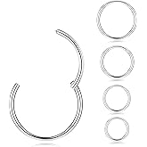 MILACOLATO 5Pcs G23 Titanium Nose Rings Hoops 20G 18G 16G Clicker Body Piercing Rings for Septum Cartilage Daith Rook Lip Tragus Helix Conch Ear Lobe Earrings Hypoallergenic Nose Piercing Jewelry Women Men 6/7/8/9/10mm
