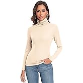 Women's Long Sleeve Casual Lightweight Turtleneck Top Slim Fit Thermal Active Layer Shirts