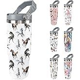 Unyopsa Horse Tumbler with Handle 30oz Stainless Steel Flip Straw Cup with Lid Insulated Water Bottle Coffee Mug Gifts for Women Men Gift for Horse Lovers