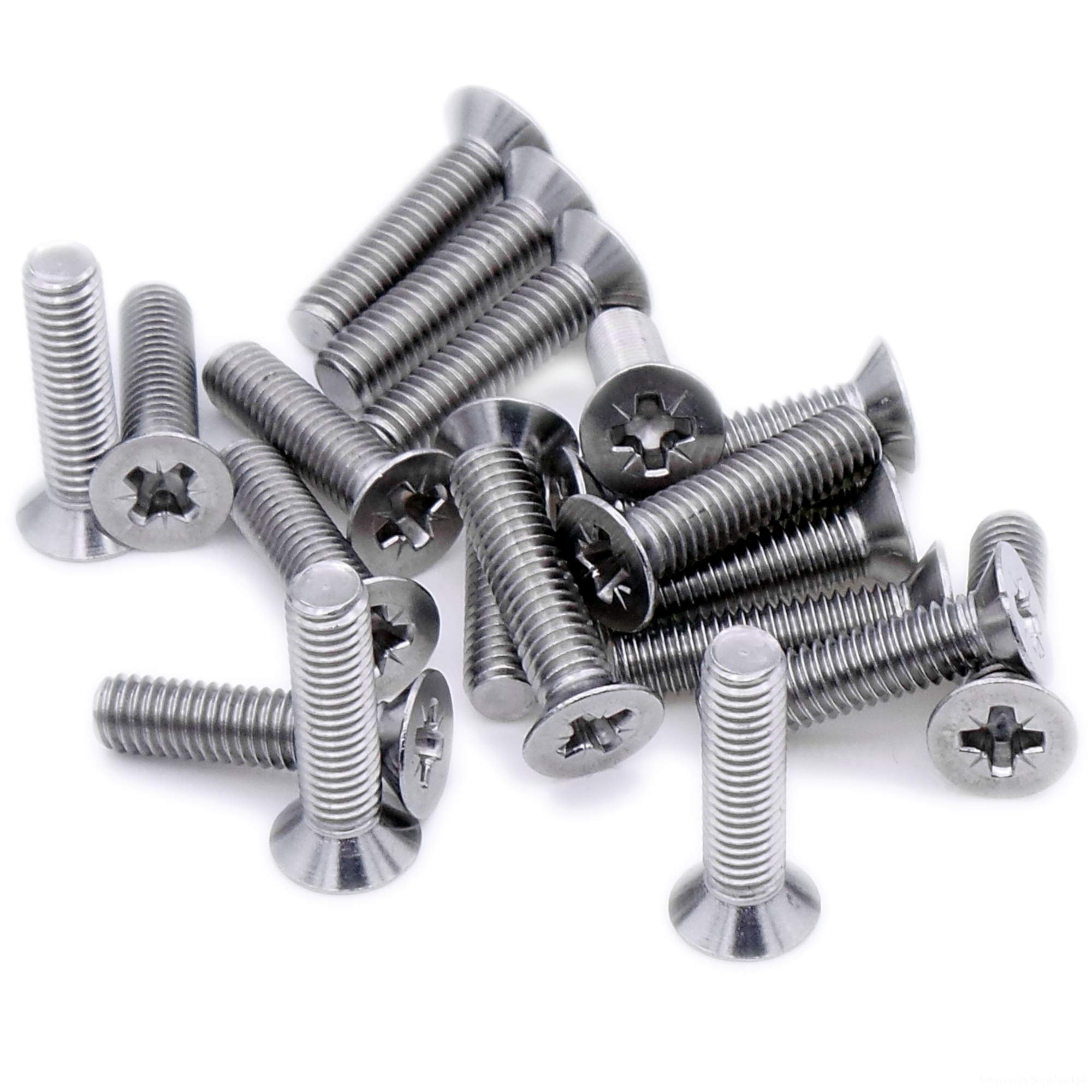M4 (4mm x 22mm) Pozi Countersunk Machine Screw (Bolt) - Stainless Steel (A2) (Pack of 20)