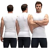 KISTA 3 Pack Men's Sleeveless Workout Shirts, Dry Fit Running Compression Cutoff Shirts, Athletic Base Layer Tank Top