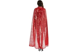 BXT Adult Women Long Maxi Paillette Cosplay Cape Halloween Xmas Party Sequins Cloak