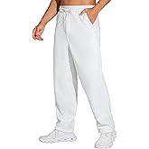 THE GYM PEOPLE Men's Baggy Sweatpants Fleece Drawstring Straight Leg Open Bottom Workout Pants with Pockets