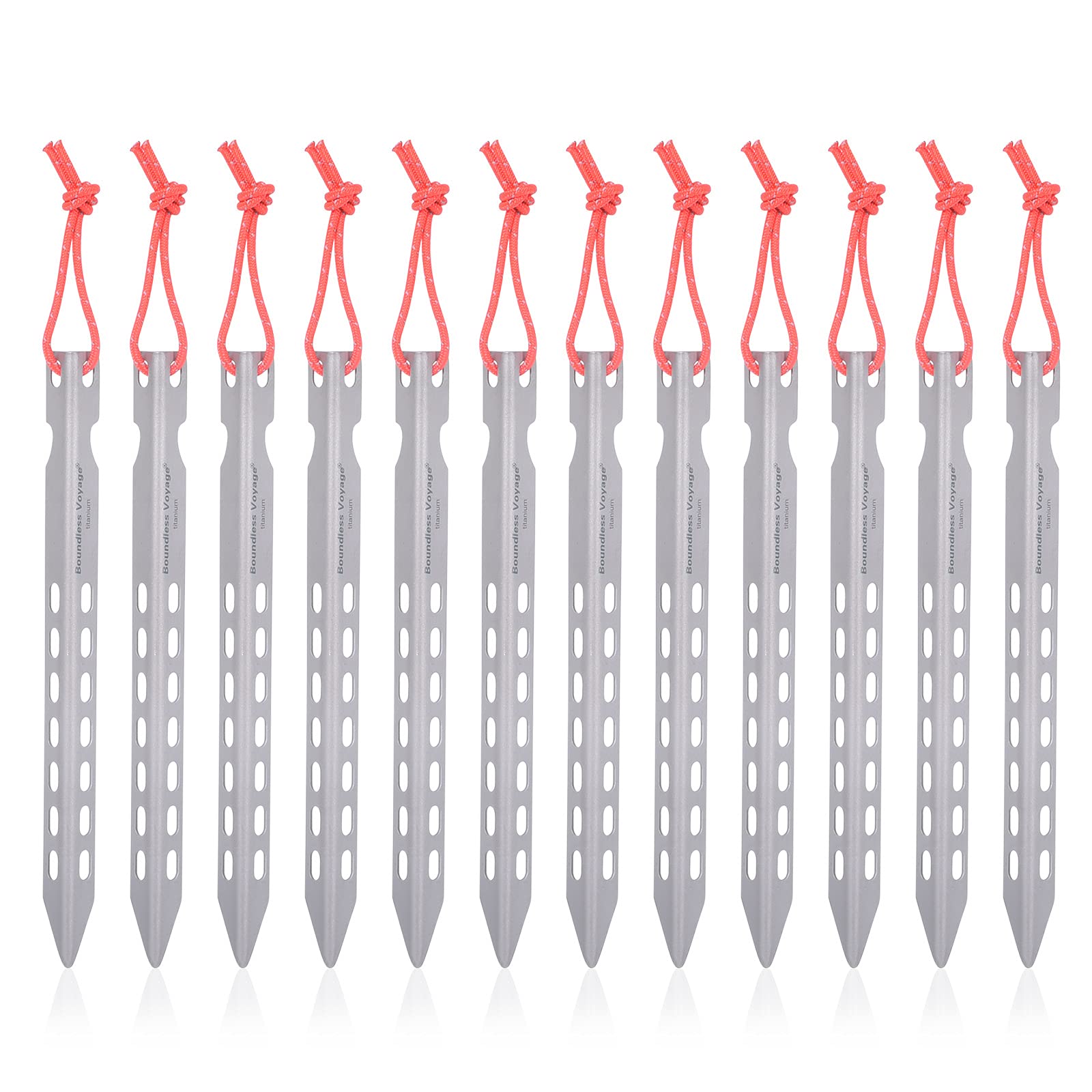 iBasingo Titanium Alloy Pegs Ultralight V-shape Tent Stakes Tent Accessories Portable Tent Nails 12 Pieces Ti4008P