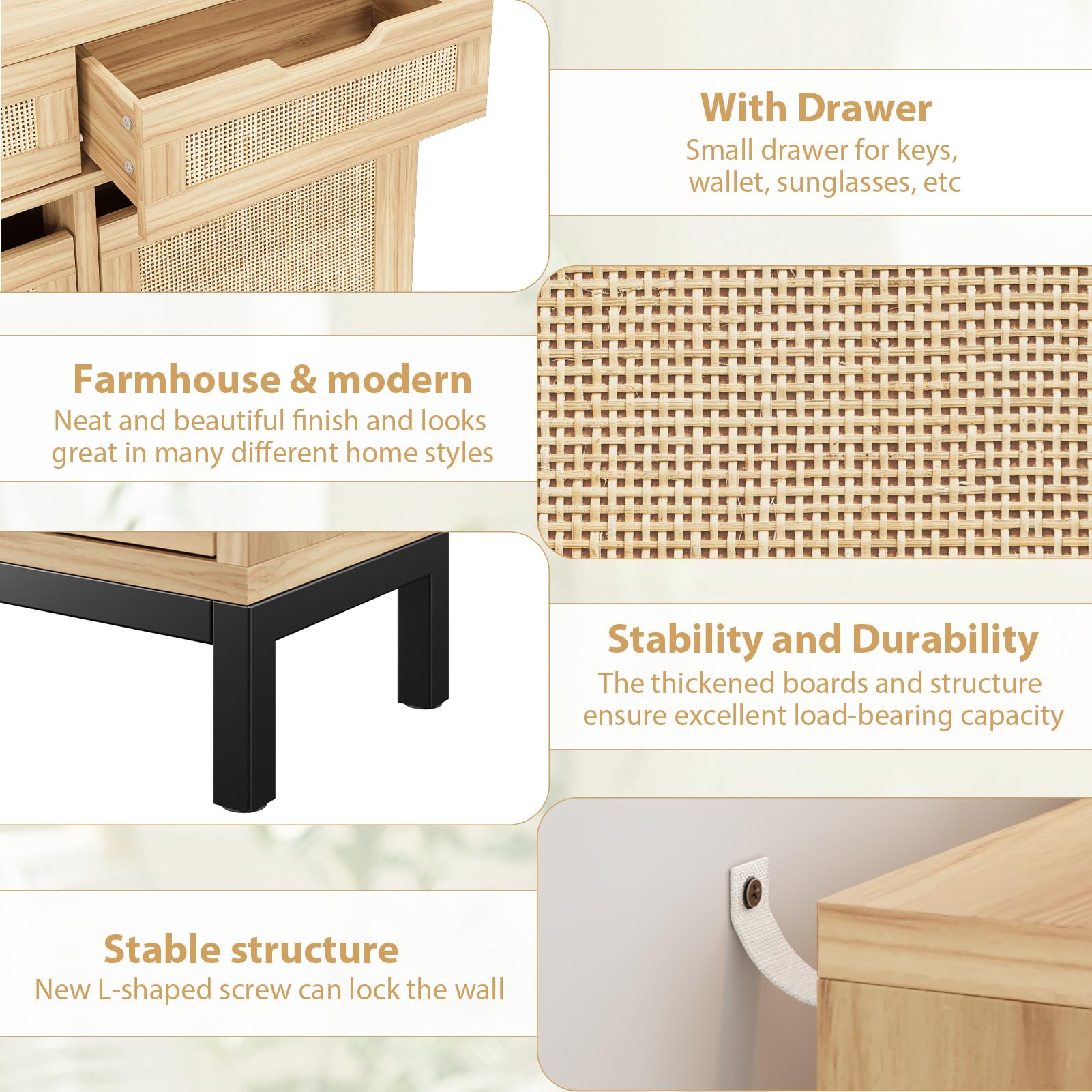 Photo 1 of *MISSING PARTS*
Jocoevol Rattan Shoe Cabinet for Entryway with 4 Flip Drawers & 2 Top Drawers, Freestanding Narrow Shoe Storage Cabinet with Metal Legs for Foyer, Hallway (Natural)