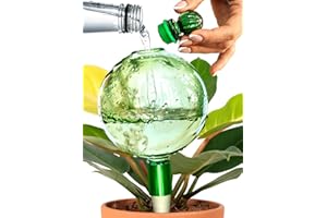 GARDENBRO Plant Watering Globes XL With Terracotta Self Watering Planter Insert - Hand-blown 16 Oz Glass Self Watering Globes For Indoor Plants - Automatic Plant Waterer Indoor Gifts For Plant Lovers [Emerald]