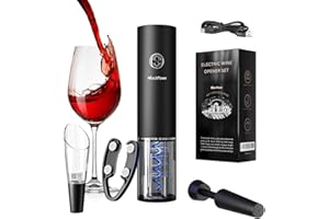Marchpower Electric Wine Bottle Opener Set,Type C Rechargeable & Portable Automatic Corkscrew Opener with Aerator Pourer, Foi