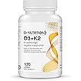 Dr Nutrition 360® High Potency Vitamin D3 + K2 MK7 (1000 IU + 120 mcg) in Organic Coconut Oil - Bone Strength, Immunity, and 
