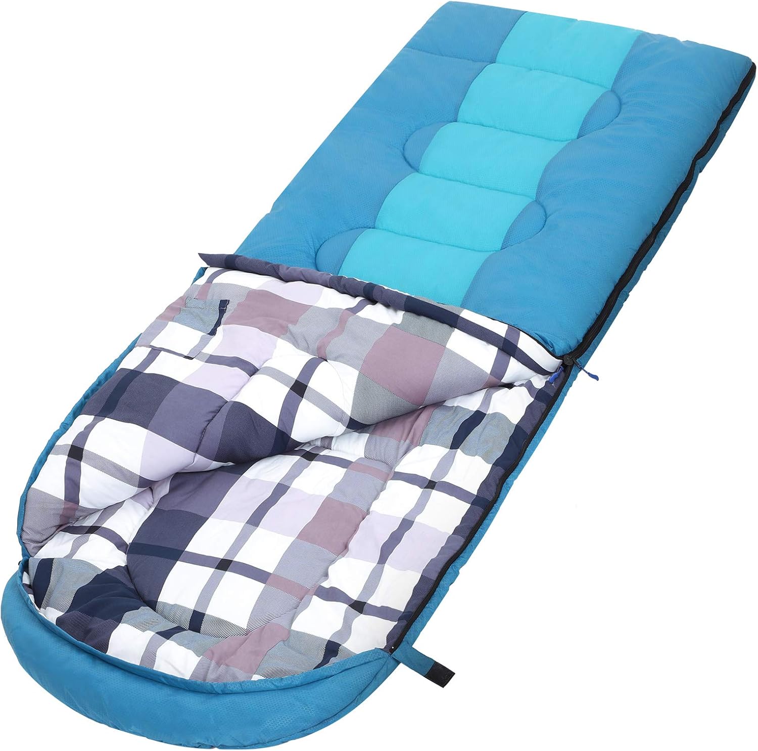 SONGMICS Wide Camping Sleeping Bag with Compression Sack, Ideal Temp 5