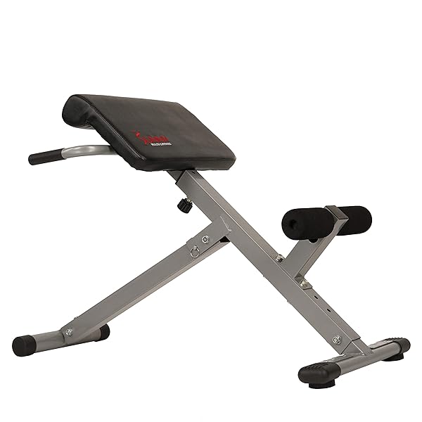 SUNNY HEALTH & FITNESS 45-DEGREE HYPEREXTENSION ROMAN CHAIR WITH ADJUSTABLE HEIGHT AND BACK, GLUTE, HAMSTRING, AND AB WORKOUTS FOLDABLE SIT UP GYM BENCH FOR HOME, GRAY – SF-BH6629