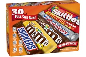 Mars M&M'S, SNICKERS, 3 MUSKETEERS, SKITTLES & STARBURST Variety Pack Full Size Bulk Candy Assortment, 56.11 oz, 30 Count