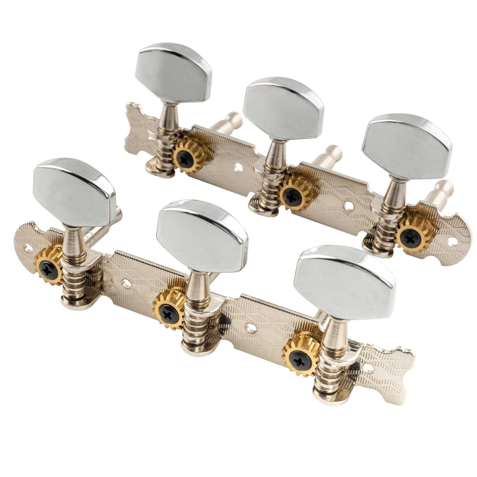 Musiclily Pro 3 on a Plate Acoustic Guitar Tuners Machine Heads Tuning Keys Pegs Set, Nickel with Chrome Button