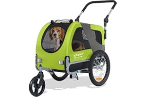 DOGGYHUT® Premium M Pet Bike Trailer & Stroller 2-in-1,for Dogs up to 50 lbs,Parking Brakes,Easy Folding Cart Frame, Universal Bicycle Coupler,E-Bike Friendly