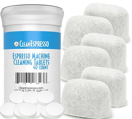 CleanEspresso Espresso Machine Cleaner Tablets and Filters Accessories For Breville Espresso Machines (40 Tablets + 6 Filters) - 2 Gram Cleaning Tablets & Replacement Water Filter