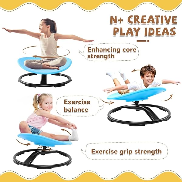 ZHENX SPINNING CHAIR FOR AUTISTIC KIDS (AGES 3-18) – 220LBS CAPACITY SENSORY SWIVEL SEAT – SENSORY TOY FOR TEENS WITH ADHD/AUTISM – SIT AND SPIN CALMING GIFT TO IMPROVE FOCUS & BODY BALANCE (BLUE)