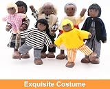 SumDirect Sets of 7 Wooden Family Dolls Toy Playset for Doll House view 3