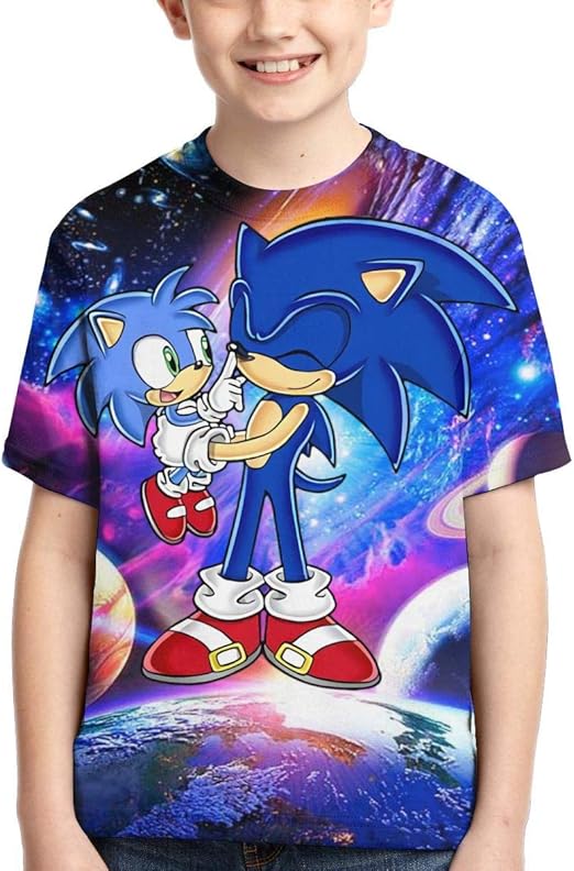 Camiseta Oficial Sonic The Hedgehog - Diseño Front & Back, Color Azul, Talla L