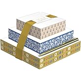 Lady Jayne Decorated Notepad Tower of 3 Note Pads with Metal Ballpoint Pen, Total 600 Sheets, Sweet Boutique Blue Mustard Floral