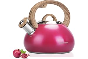 HAUCE RADIO Tea Kettle Stovetop,2.0QT Loud Whistling Kettle for Boiling Water Coffee or Milk, Food Grade Stainless Steel Tea Kettles with Wood Pattern Handle and Anti-Rust,Suitable for All Heat Sources