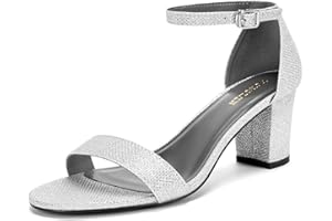 DOBOLIN Women's Heeled Sandals Open Toe Ankle Strap 2.5-Inch Chunky Heels Dress Shoes Wide Feet Friendly