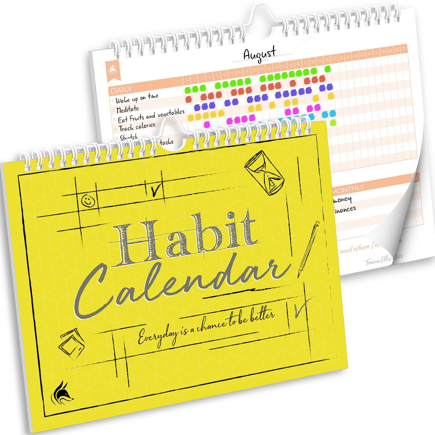 Clever Fox Habit Calendar – Inspirational Habit Tracker for Atomic Habits – Colorful Habit & Goal Planner Journal to Boost Productivity & Become Your Best Self – 24 Months, 25.5 x 20.5cm - Yellow