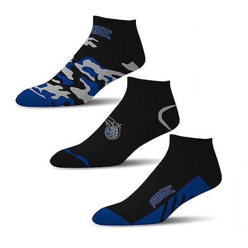 For Bare Feet NBA ORLANDO MAGIC CAMO BOOM 3 Pack Ankle Sock Team Colors Large