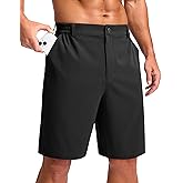 Pudolla Men's Lightweight Dress Shorts 11" Long Golf Shorts with 3 Pockets Stretch Quick Dry for Casual Travel