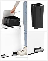 SONGMICS Recycling Bin Double Trash Can 2 x 24L with Soft-Close Lids White view 3
