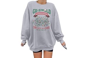 HEBBE Oversized Christmas Sweatshirt for Women Funny Christmas Holiday Sweatshirt Xmas Casual Pullover Vacation Top