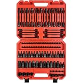 EACELIY 107PCS Bit Socket Set,1/4&rdquo;,3/8 &amp; 1/2&rdquo; Drive Bit Socket Set,Torx/Extra Long/Tamper Proof/Hex/Ball End Hex,S2 Alloy Steel &amp; CR-V,SAE&amp;Metric
