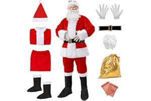 FANME Santa Claus Suit Christmas Flannel Velvet Plush Adult Classic Costume for Men