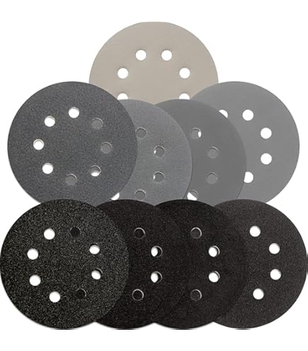 POWERTEC 5 In. 8 Hole Hook And Loop Sanding Discs, 40/80/120/220/320, Assorted Grits Sandpaper For Random Orbital Sanders 45000NR - The Home Depot - Foto 12