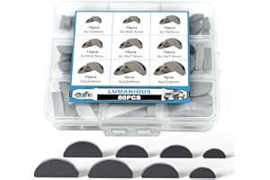 Lumanious 80pcs Woodruff Key Assortment Metric Set 8 Popular Sizes Carbon Steel Woodruff semicircle Key - Half Moon Key for Fasteners Mechanical Industry Crankshaft