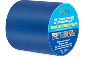 SUNLL Adhesive Butyl Tape 6"W X 33'L, Waterproof Butyl Duct Strip for RV Repair, Boat Sealing, Sun Room, Glazed Tile, EPDM Rubber Roof Patching,Blue