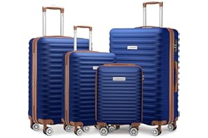 Lulusail LARVENDER Luggage Sets 4 Piece, Expandable(Only 24"&28") ABS Suitcase with 360° Spinner Wheels, Durable Luggage Sets Clearance Carry On Luggage Suitcase Set For Women Men, Blue