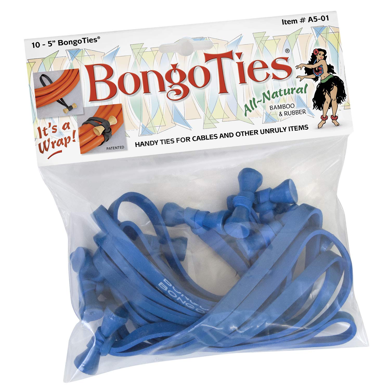 A501B All-Blue Bongo Ties (5") (Pack of 10)