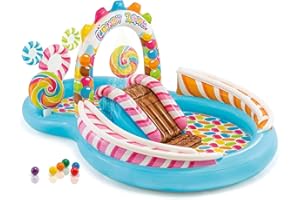 Intex 9ft x 6ft x 51in Kids Inflatable Candy Zone Play Center Pool w/Waterslide