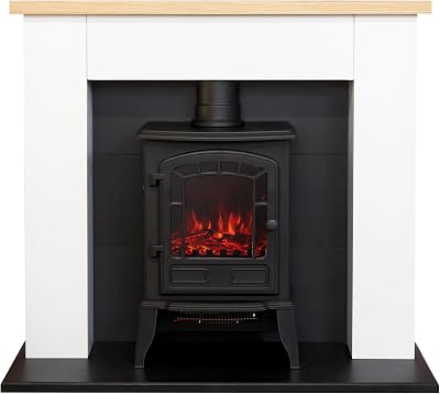 Adam Chester Fireplace Pure White Ripon Electric Stove Black 39 Inch