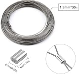 Netspower Stainless Steel Wire Cable 1.5mm x 30m Heavy Duty with 20 Crimp view 2