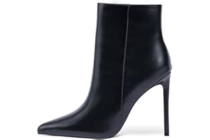 Elisabet Tang Women Heeled Ankle Booties,Sexy Pointed Toe 4 inch Stiletto High Heel Fashion Ankle & Booties with Side Zipper 