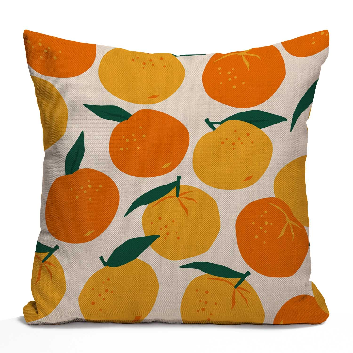 Tomda Cushion Cover Mandarins Oranges Summer Fruits Decorative Throw Pillow Case Square 45x45cm 18x18 Inch Home Couch Bed Pillowcase