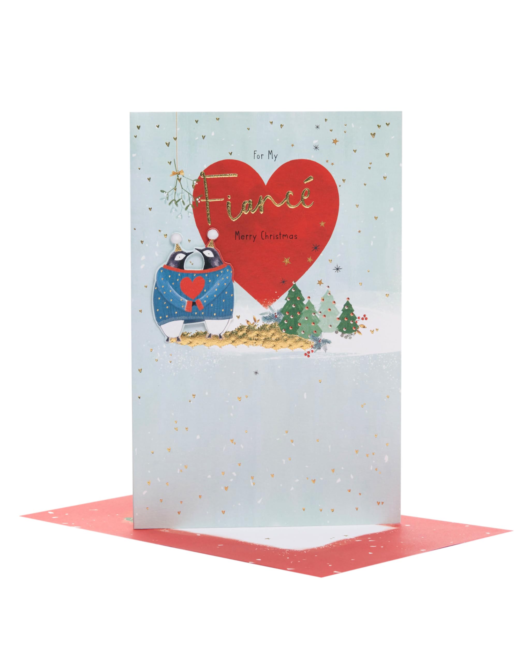 UK Greetings Christmas Card for Fiancé - Bright Heart Design
