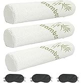 UCEHIPAW 3 Pcs Cervical Neck Roll 18 x 4 Inches Removable Washable Cover Cylinder Memory Foam Pillow for Travel Yoga Sleeping Neck Back Lumbar Legs Support